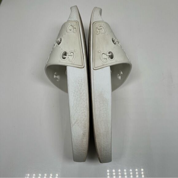 Gucci Offwhite Rubber GG Slides Size 38 Size 8 - Picture 6 of 8